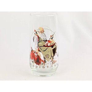 Vtg Retro Coca Cola Christmas Norman Rockwell Saturday Evening Post Glasses